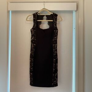 Aidan Mattox Black and Nude Lace Evening Dress- Size 4